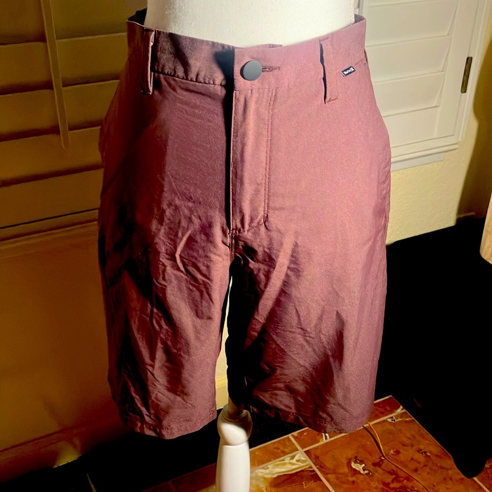 💜🖤Hurley Nike Dri-Fit Burgundy Men’s Bermuda Shorts Zipper Front Size 33